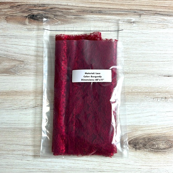 Fabric by the Yard Remnant Dark Red Burgundy Maroon Rachelle Lace - Picture 1 of 4
